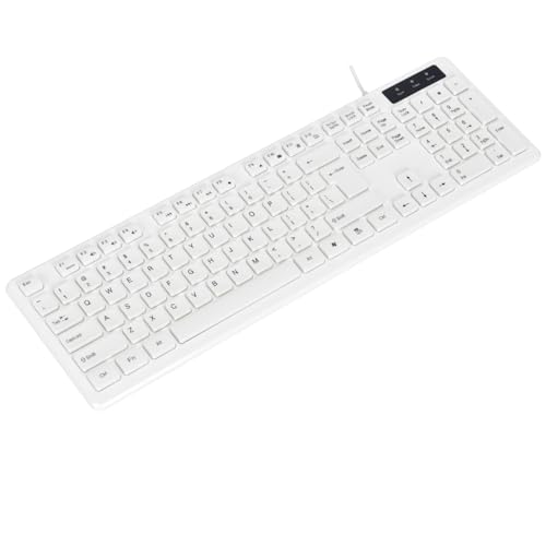 M MC Saite MCSaite Wired White USB 104 Keys Computer Keyboard with Stands,Waterproof - US Layout Compatible for Windows, PC, Laptop