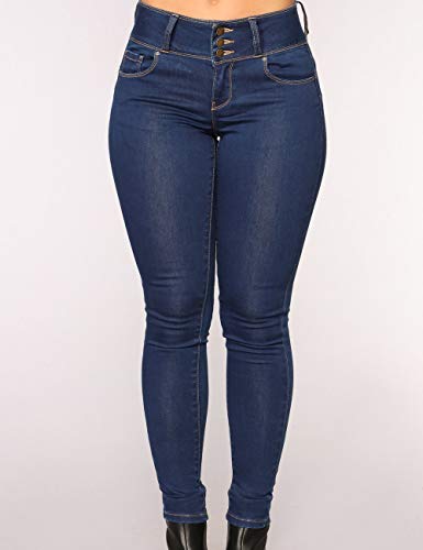 SOMTHRON Women's Slim Solid Midi Rise Stretchy Pencil Pants Denim Skinny Jeans4