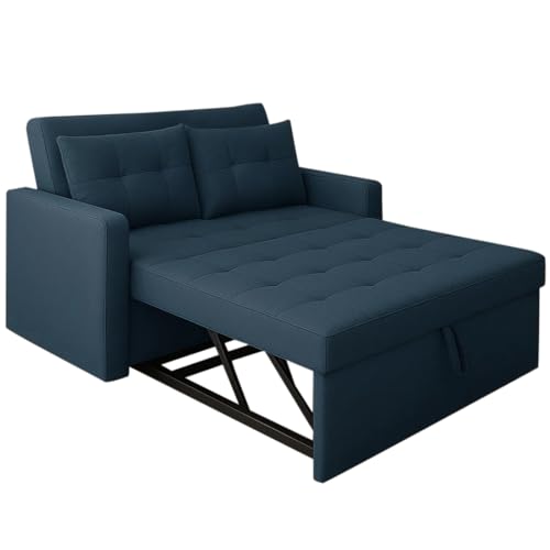 Image of CASASTYLE Trissa 2 Seater Pull-Out Premium Fabric Sofa Cum Bed Sofa Set for Living Room (Teal Fabric)