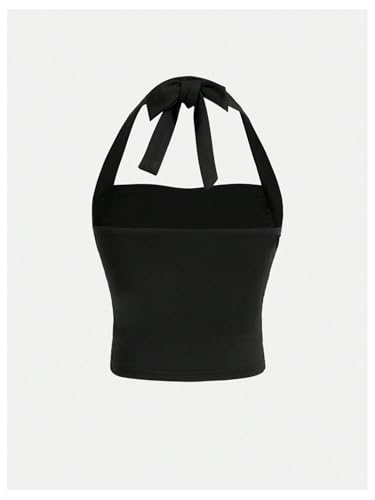 SOLY HUX Girl's 2 Piece Halter Tank Top Leopard Print Ruched Tie Backless Sleeveless Y2k Tops4