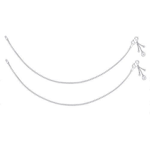 Image of TRUESILVER ACPL 925 Sterling Silver Anklets for Women | BIS Hallmarked Elegant Designer Chain Anklet Jewelry for Wedding Party Everyday Wear (Pair)