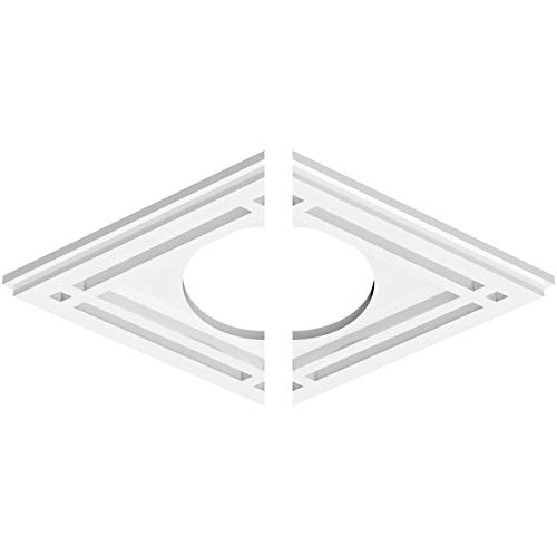 Image of Ekena Millwork CMP16X10DD2-05000 Diamond Architectural Grade PVC Contemporary, Two Piece Urethane Ceiling Medallions 16 inchW x 10 5 /8 inchH x 5 inchID x 5 1 /2 inchC x 1 inchP