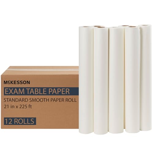 McKesson 18-914 Table Paper, Smooth, Economy, White, 21" Width, 225' Length, 21" Width, 2700" Length (Pack of 12)