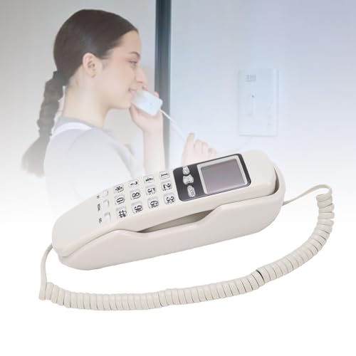 Teléfono Fijo Retro Básico de Pared con Cable Blanco miniatura 5