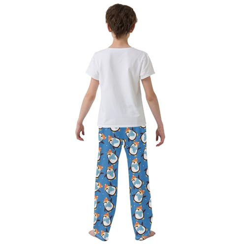 Lovely Penguin with Scarf Boys Long Pants Soft Trousers Elastic Waist Kids Lounge Bottoms with Pockets S-XL3