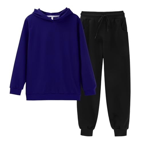 Girls Boys Sweatsuit Long Sleeve Solid Color Hoodie Sweatshirt and Jogger Pants 2pc Set Fall Clothes Tracksuit Jogging Outfit