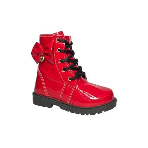 Bota Infantil Feminina Tratorada Verniz Vermelho – Tamanhos 20 ao 34, Conforto e Estilo para Meninas (Vermelho, BR, Criança de 4 a 8 anos, Numérico, M, 29)