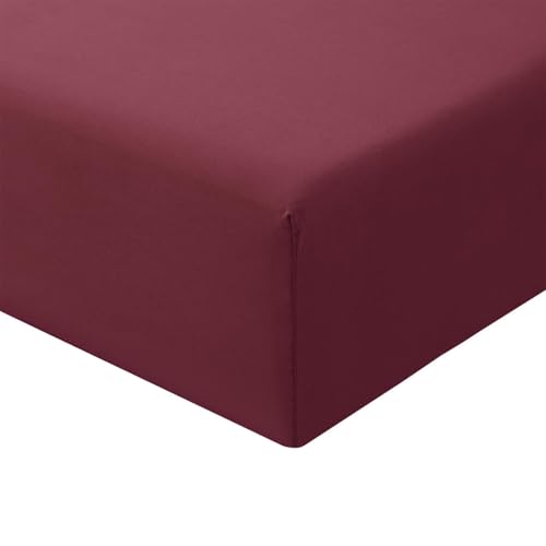 RUIKASI Drap Housse 140x190/200 Bordeaux - Drap Housse 140x200/190 Bonnet 40cm Matelas en Microfibre 2 Personnes, Très Doux et Respirant avec Élastique Tout...