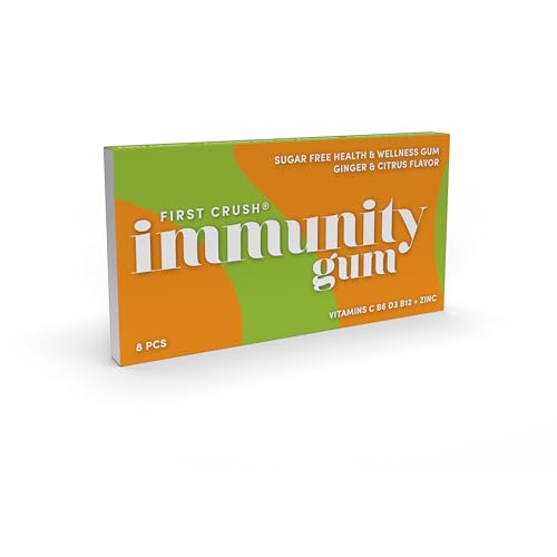First Crush Immunity Gum | Health Wellness Gum with Vitamin B12, ...