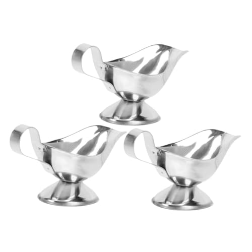 3pcs Stainless Steel Sauce Pitcher Gravy Jug for Sauces Creamers and Condiments Ergonomic Design for Home and Professional Kitchens Versatile Milk Jug for Dining Experience