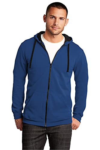 District Men's Young The Concert Fleece Full Zip Hoodie L Deep Royal