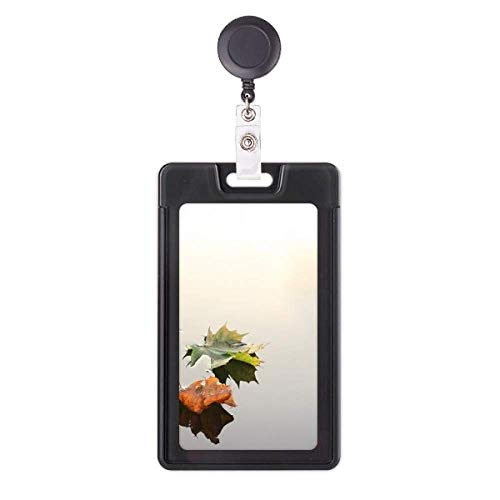 Attache badge motif feuilles mortes avec enrouleur robuste thème plante d'eau