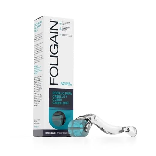 FOLIGAIN Roller pour cuir chevelu et cheveux - Micro-aiguilles pour cheveux clairsemés - 540 micro-aiguilles en Titane de 0,25mm - Indolore Dermaroller pour hommes et femmes