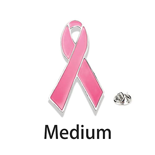 Image of Pink Ribbon Brooch Pins for Breast Cancer Awareness, Breast Cancer Awareness Lapel Pin for Women Memorial Jewelry, Charity Events, Encouragement Gift