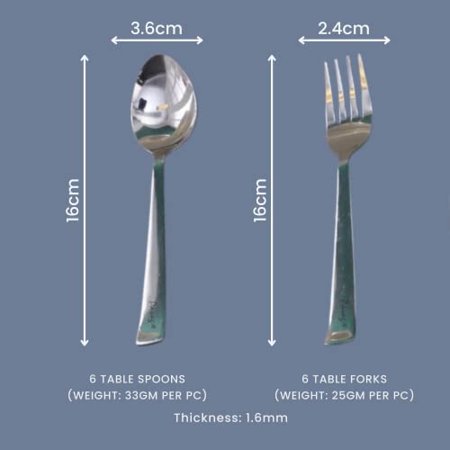 Parage-Stainless-Steel-Spoon-Set-Fork-Set-12-Pieces-for-Tea-Coffee-Sugar-Condiments-Spices-Set-of-12-Contains-Spoons-Set-of-6-and-Fork-Set-of-6-Mirror-Polished