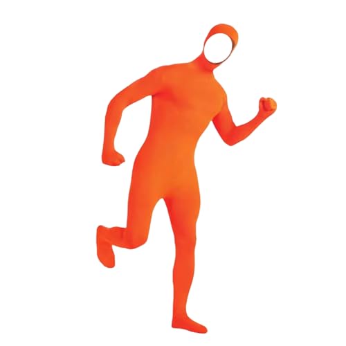 Orange Morph Suit Full-Body Costume for Role Play & Halloween Stretchy Orange Bodysuit with Face Opening Great for Cosplay Parties Performances 180CM