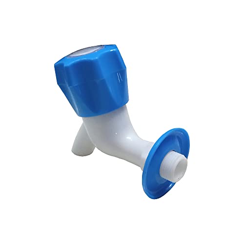 Droptech White Pvc Plastic Bib Cock/Water Taps For Kitchen Bathroom Wash Basins - Set Of 10 (1/2", 15 Mm) Type Pvc Taps Faucet For Hot And Cold Water Blue Shed - Polished