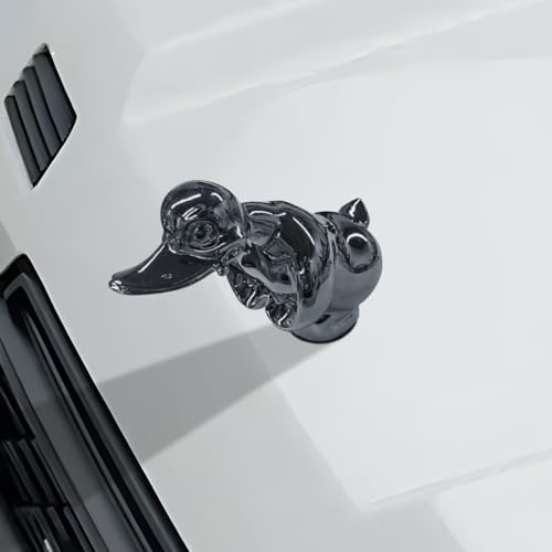 Tuxihapp Angry Duck Car Hood Ornament High Shine 3D Chromed Metal Car Hood Decoration Self-Adhesive Electroplated Polished Vehicle Exterior Charm Accessories for Truck Desktop Cabinet (GunColor)
