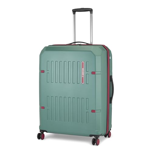 Image of uppercase Hexa Large Solid Trolley Bag with TSA Lock, Durable for Travel, RCS Certified for Sustainability, Anti-Theft Zippers and Double Wheels, Suitcase for Men & Women
