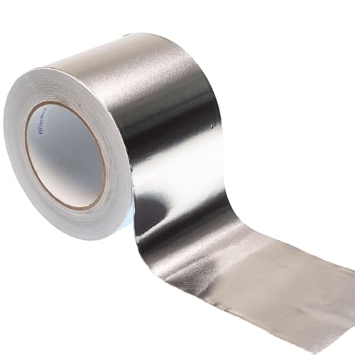Image of GTSE Aluminum Foil Tape, 4 inches x 55 Yards (164 ft) Wide Roll, Multi-Purpose Wide Silver Metal Tape, Ideal for HVAC, Sealing, Insulation, Patching Air Ducts, Metal Repair