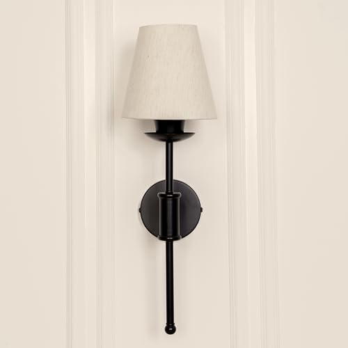 Image of Divine Trends Black Polished Spacer Wall Lamp with Off White Shade for Living Room, Bedroom, Home Decoration Wall Light - Pack of 1