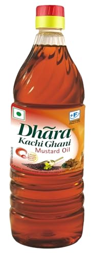 Dhara Kachi Ghani Pure Mustard Oil 500 ml India | Pure Cold Pressed Mustard Oil | Fortified with Vitamin A & D2