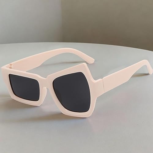 2xFunny Sunglasses Eyeglasses Driving Glasses Eyewear Sun Glasses Lightweight Fashion Shades Irregular Sunglasses for Party Vacation Traveling, 2 Pcs Beige Gray 5