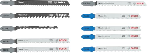 Bosch 10x Set de hojas de sierra de calar para madera y metal, 10 uds. (para Madera blanda, Láminas de acero, x mm,)