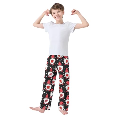 Gnome with Love Glasses Boys Long Pants Soft Trousers Elastic Waist Kids Lounge Bottoms with Pockets S-XL2