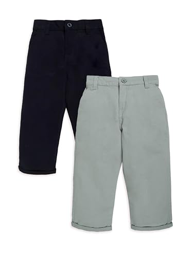 Image of KiddoPanti Boys 100% Cotton Twill Chinos Pant | Comfortable Regular Fit | 2 Side Pocket, 2 Back Pocket | Ankle Length | Back Elasticated Waistband with Button Zip Open Fly
