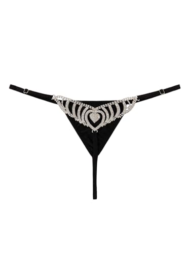 Image of RoseSeek Women's Sparkling Butterfly Chain Underwear Low Rise Cheeky G String Panty