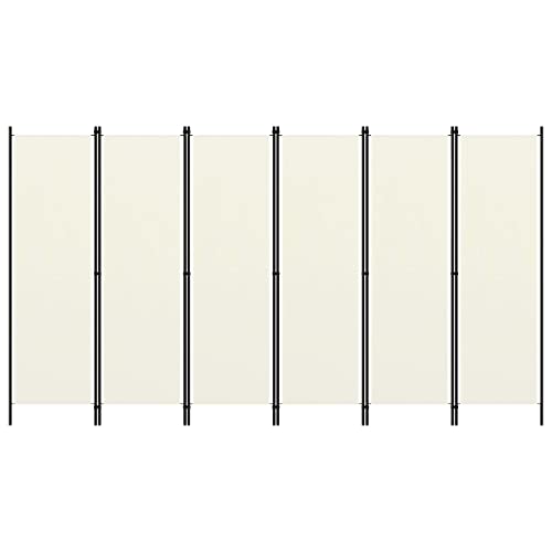 WIFESE Paravent 6 Panneaux Blanc Crème 300x180 cm Tissu Séparation de Pièce Fonction Polyvalente Cloison de Séparation Pliable Ecran d'intimité...