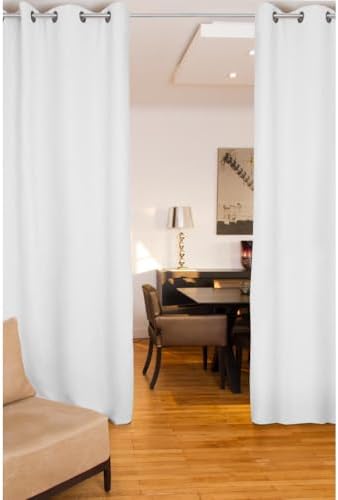 MOONDREAM DecibelControlโข 4-in-1 Soundproof Room Divider Curtain | Noise Reduction | Thermal Insulation | 100% Blackout | Patented Technology | Made in EU | Grommet | 55"W x 108"L | White - Snow MC720