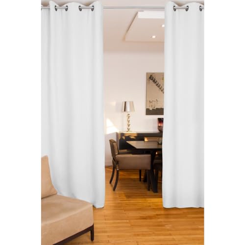MOONDREAM DecibelControl™ 4-in-1 Soundproof Room Divider Curtain | Noise Reduction | Thermal Insulation | 100% Blackout | Patented Technology | Made in EU | Grommet | 55"W x 108"L | White - Snow MC720