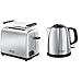 Russell Hobbs Adventure 24080-56 - Tostadora, 2 Ranuras Anchas, para 2 Rebanadas, Acero Inoxidable, Plata + Hobbs 24990-70 Victory - Hervidor de Agua Eléctrico acero inox detalles en plastico