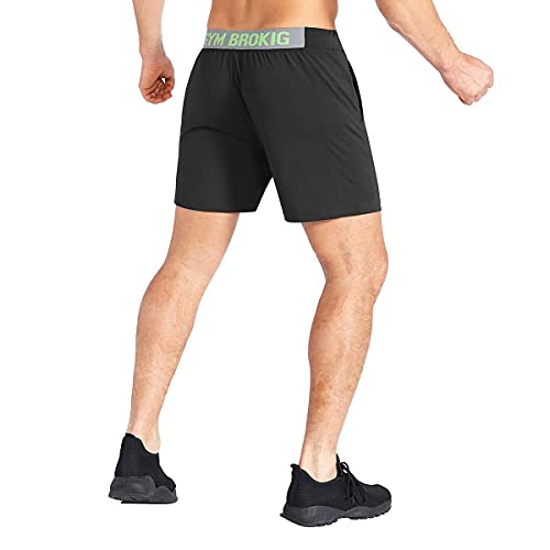 BROKIG Men's Lightweight Gym Shorts,Bodybuilding Quick Dry Running Athletic Workout Shorts for Men with Pockets4
