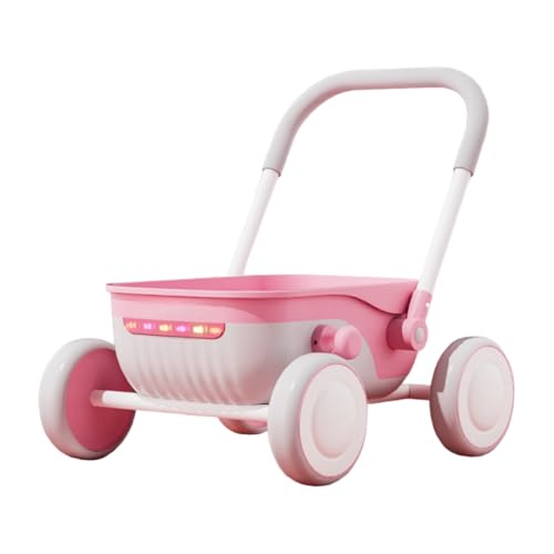 Suzapiwベビーウォーカー、ベビーカー、幼児用収納、押し車、静音ホイール、折りたたみ式、耐荷重、1〜2歳の赤ちゃんの1歳の誕生日プレゼント (光とともに,ピンク)