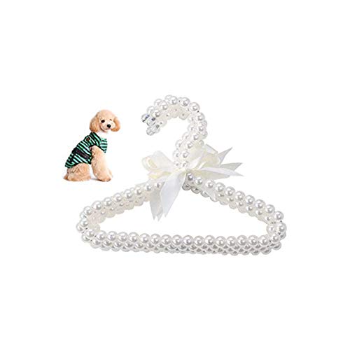 Yuehuam 5pcs Pet Clothes Hangers Pearl Beads Covering Elegant Bowknot Pet Apparel Hangers Rack for Baby Pet Dog Cat