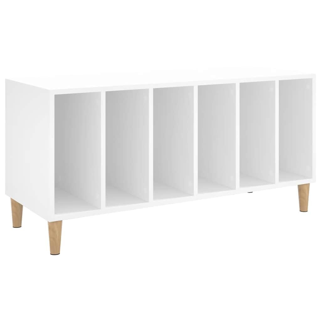 Générique Armadio a dischi in vinile bianco 100 x 38 x 48 cm in legno di ingegneria, mobile portaoggetti per LP con piano robusto per giradischi, ideale come mobile TV o armadio laterale.