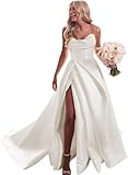 RSOETOO Ivory Puffy Wedding Dresses for Brides Lace V Neck Full Sleeves Long Train Bridal Gowns Plus Size for Brides US, 20 Plus