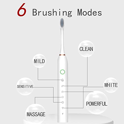 2 Pack Electric Toothbrush For Adults, With 8 Brush Heads, 6 Modes 42000Vpm, Sonic Electric Toothbrush Black+White #TOP7