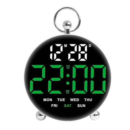 Reloj despertador digital LED con ajuste manual de brillo y cómodo control de voz para una mayor usabilidad (verde)