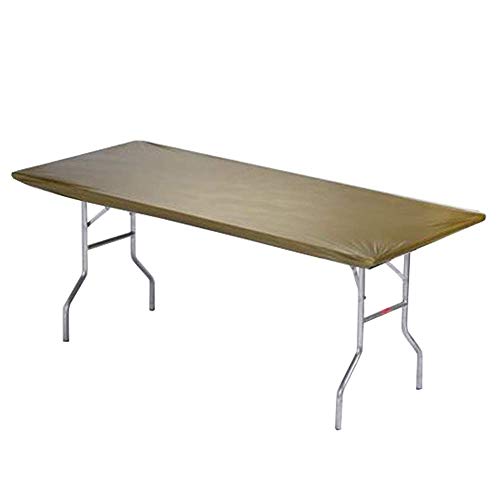 Image of Kwik-Covers 6' Rectangle Plastic Table Covers 30 inch x 72 inch, Bundle of 5 (Metallic Gold)
