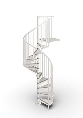 Mister Step Gamia Metal escalera de caracol para interiores de acero pintado (blanco RAL 9010, diámetro 120 cm - 12 peldaños)