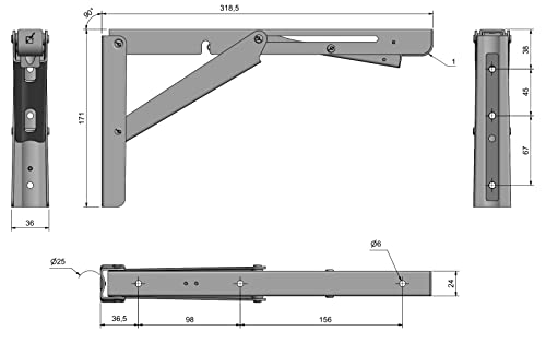 Supports de table pliants acier inoxydable Roca Sugatsune EB-317 console murale - 7