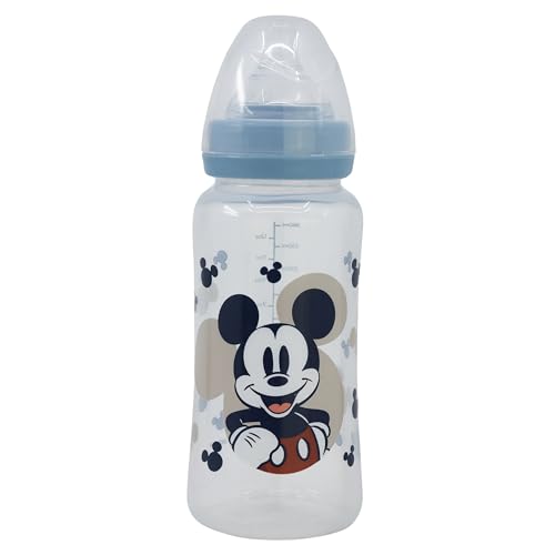 BIBERON CUELLO ANCHO 360 ML TETINA SILICONA 3 POSICIONES MICKEY MOUSE FULL OF SMILES