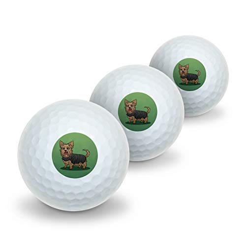 GRAPHICS & MORE Yorkshire Terrier Yorkie with Tongue Out Novelty Golf Balls 3 Pack