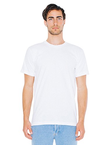 American Apparel Unisex Fine Jersey Short Sleeve T-Shirt, White, Medium