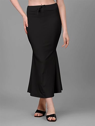 Image of Women's Saree Shapewear Petticoat, Cotton Blend Stretchable Mermaid Skirt, High Waist Tummy Control, Smooth Curve Fit with Adjustable Drawstring