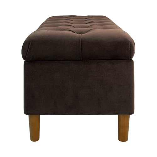 Image of HomePop 40 inch Ainsley Button Tufted Storage Bench - Chocolate Brown Velvet